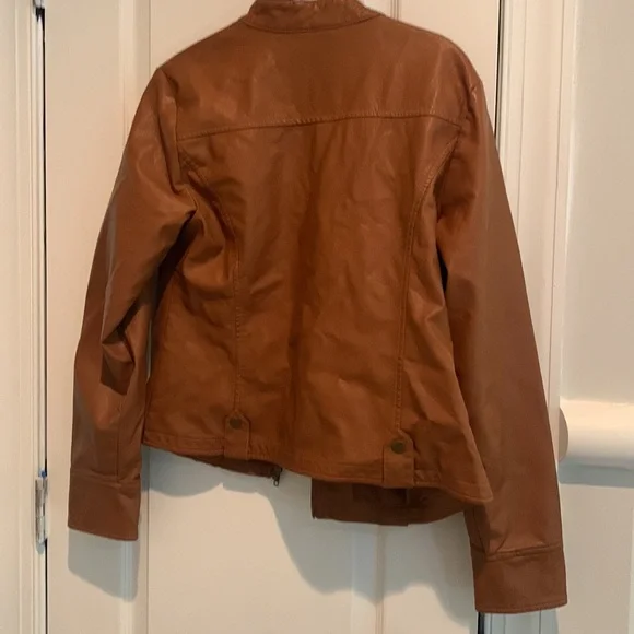 Brown faux leather jacket I. D. Diffusion size medium - Picture 2 of 3